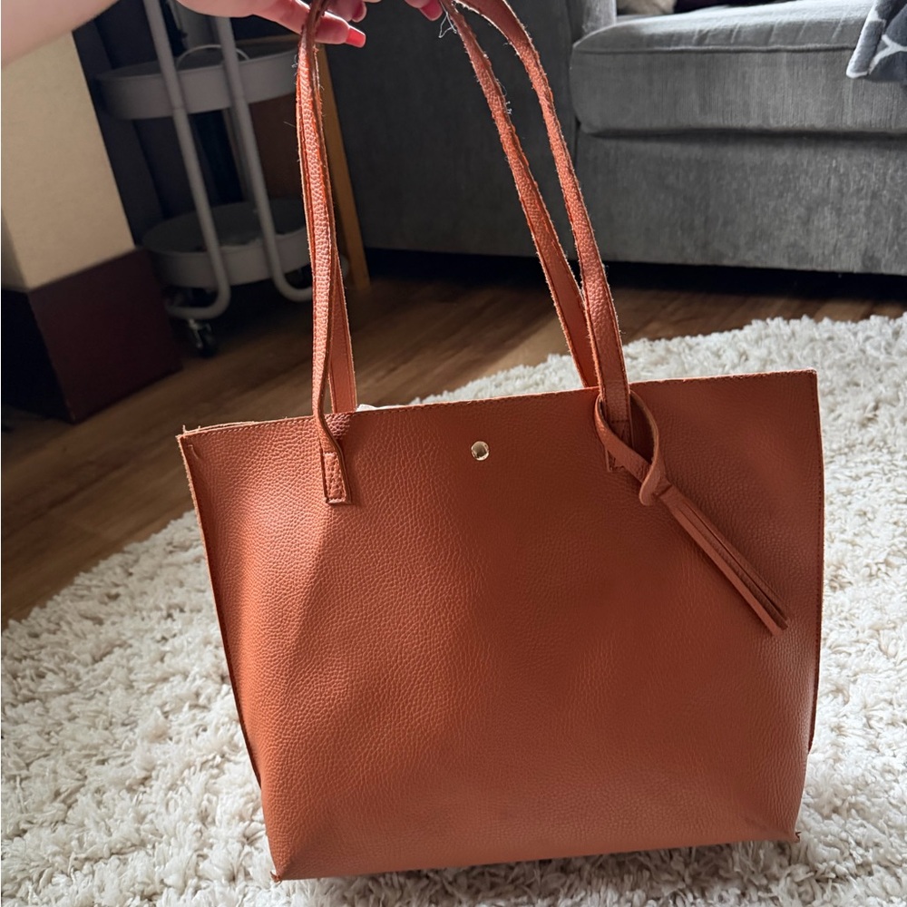 Elegant Tan Leather big cute fashion stylish Tote Bag - Picture 2 of 4